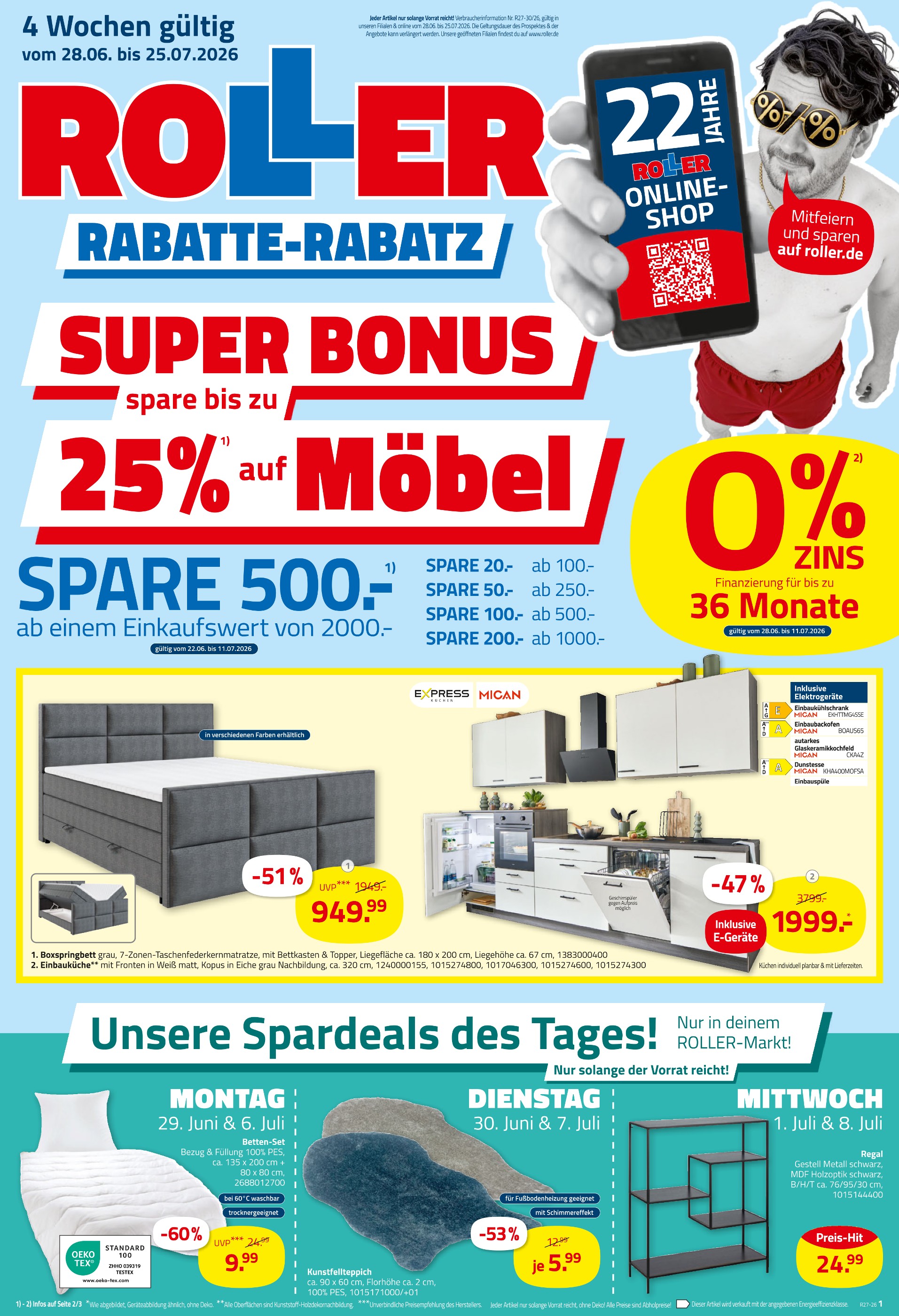 ROLLER Prospekt "ROLLER RABATTE RABATZ" für Berlin, 16 Seiten, 28.06.2026 - 25.07.2026